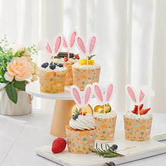 Ercadio Easter Bunny Ear Cupcake Toppers for party decorations and snacks