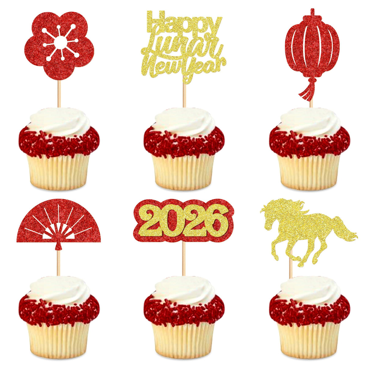 Ercadio Hello 2026 horse cupcake topper adds festive flair to cupcakes