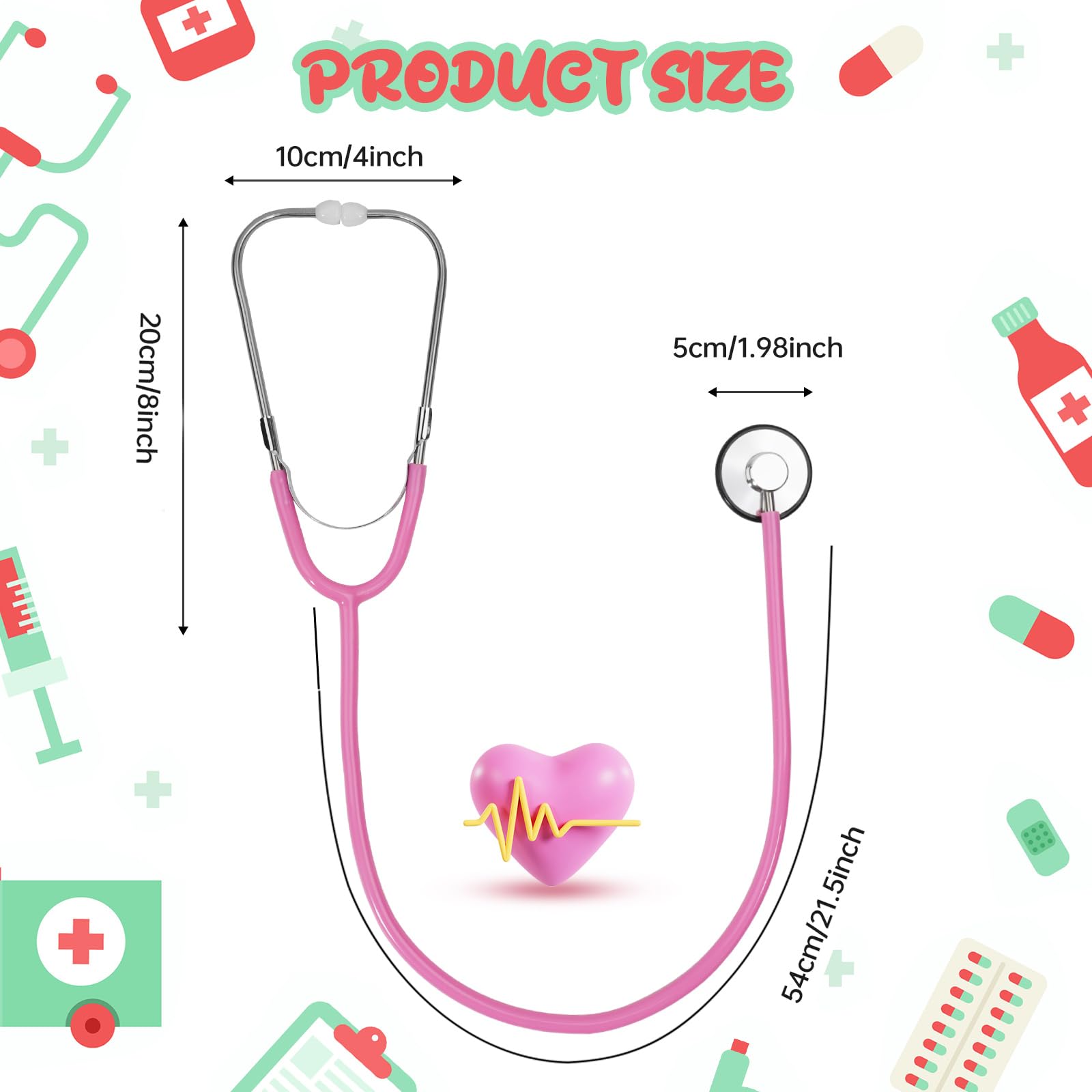 ERDOGLY pink kids stethoscope close-up highlights kid-friendly design for pretend play.