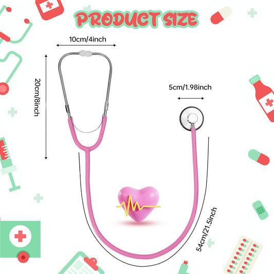 ERDOGLY pink kids stethoscope close-up highlights kid-friendly design for pretend play.