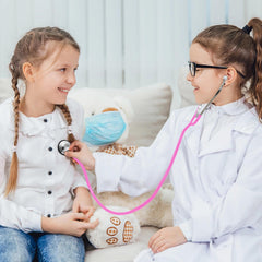 ERDOGLY pink stethoscope used in pretend play encourages imaginative doctor stories.