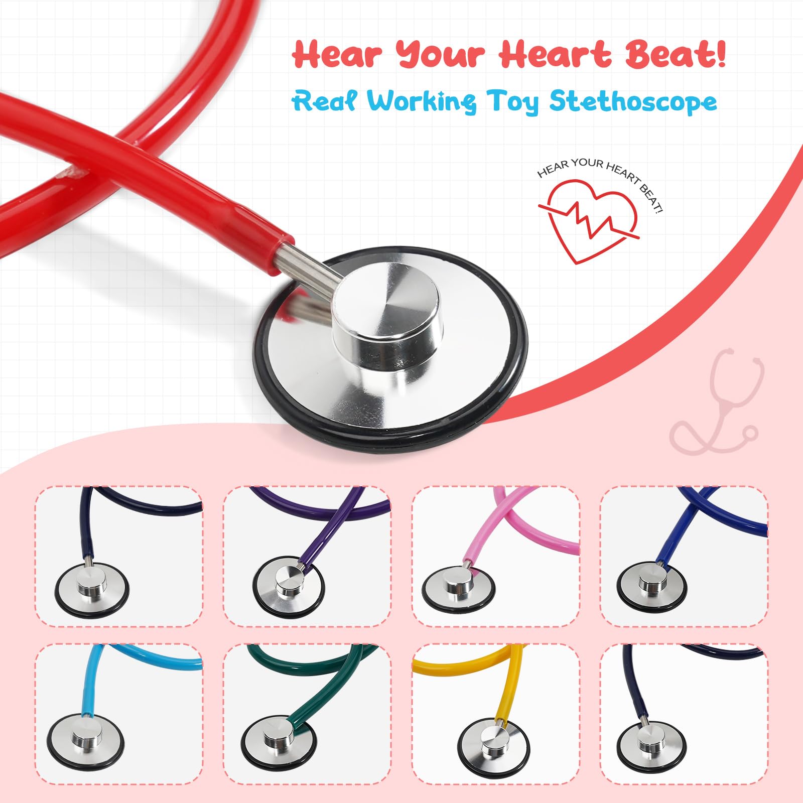 ERDOGLY Kids Stethoscope safe-play toy promotes gentle exploration of health topics.