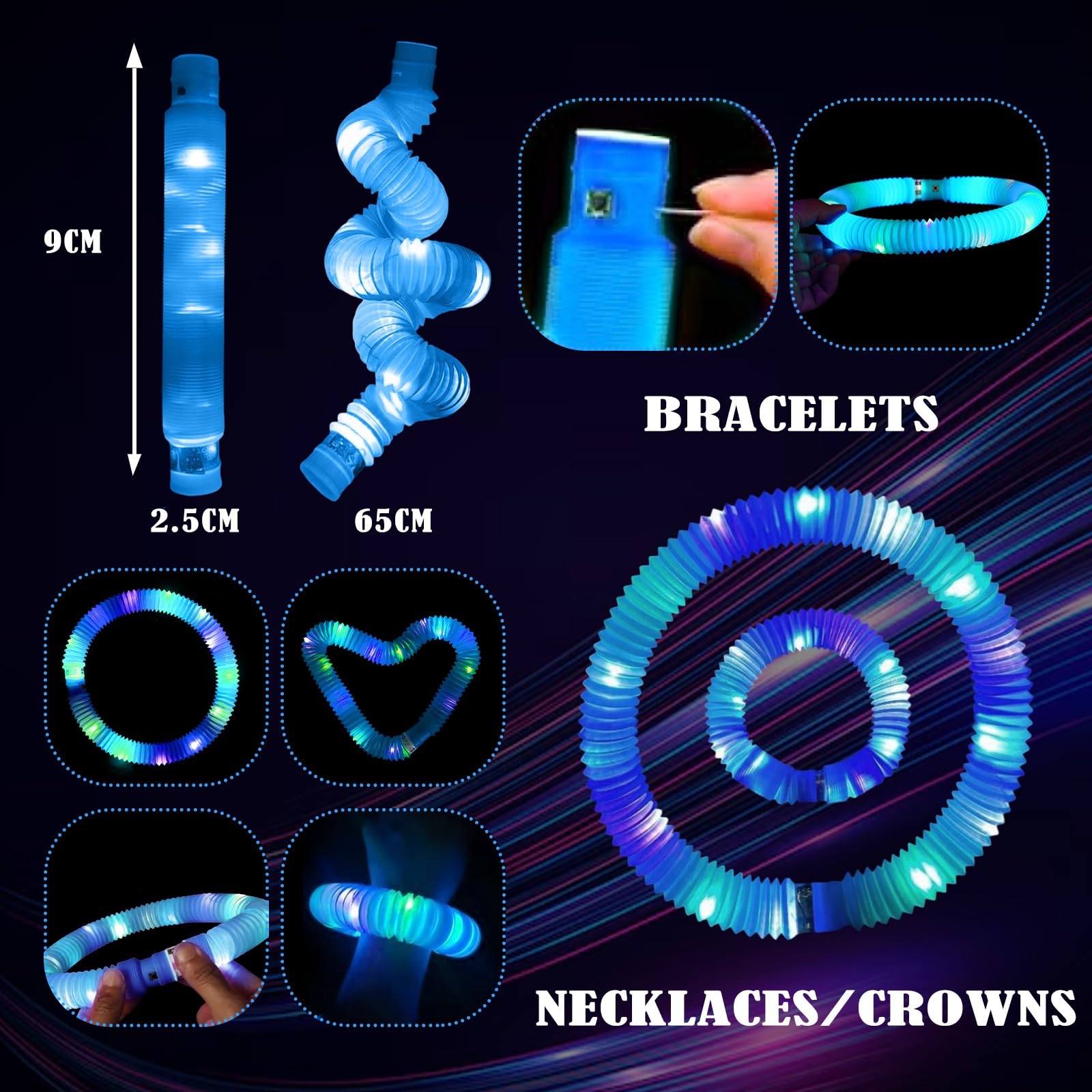 ERGDUTNK multicolor glow tubes ideal for festivals, raves, and concerts