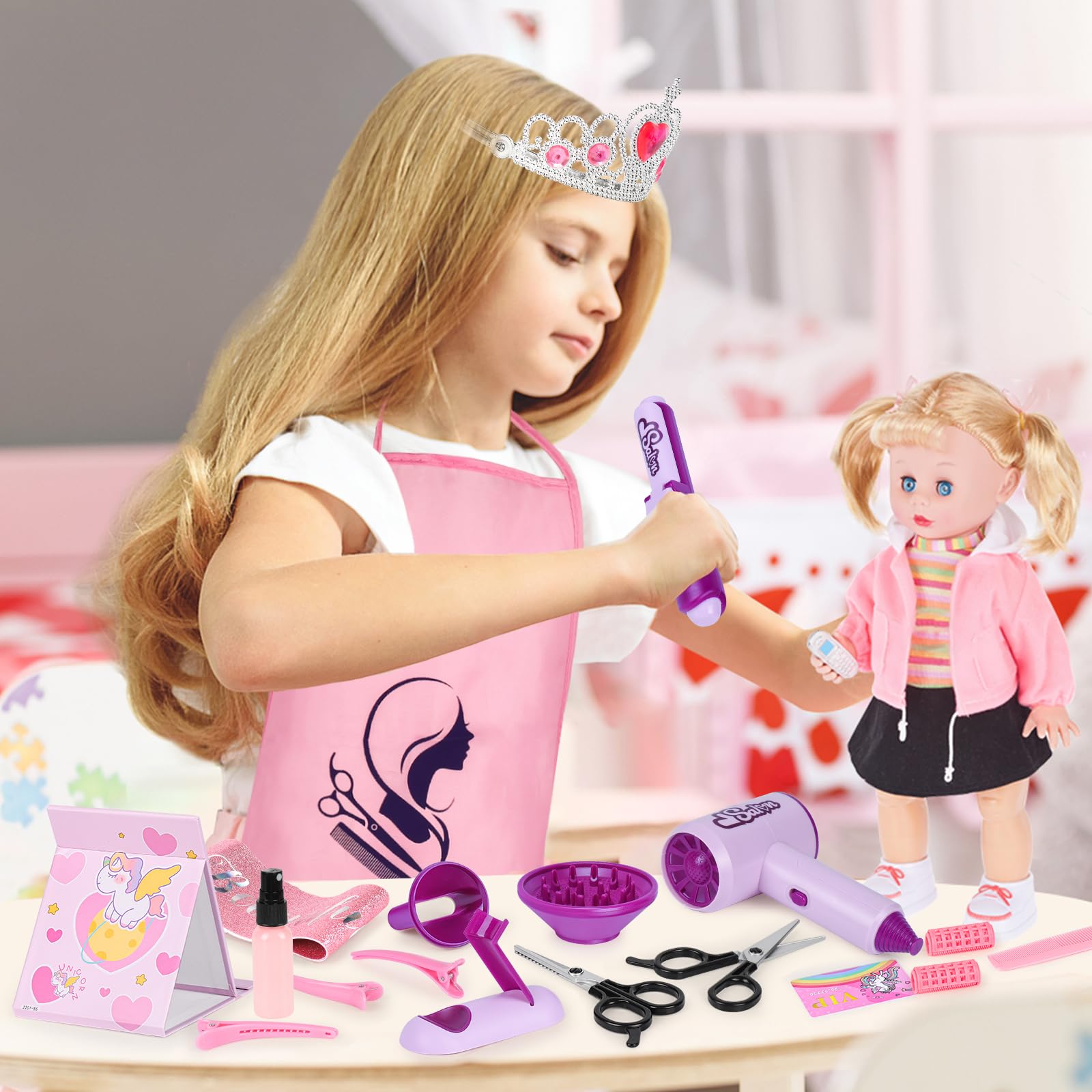 ERHAICAT all-in-one beauty salon playset for shared pretend sessions.