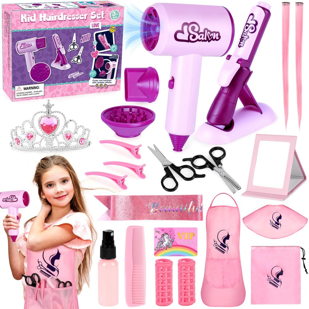 ERHAICAT hair salon kits 40 pcs for imaginative pretend play and role-play creativity.