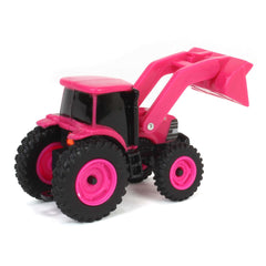 ERTL 1/64-scale pink tractor with loader for mini diorama play