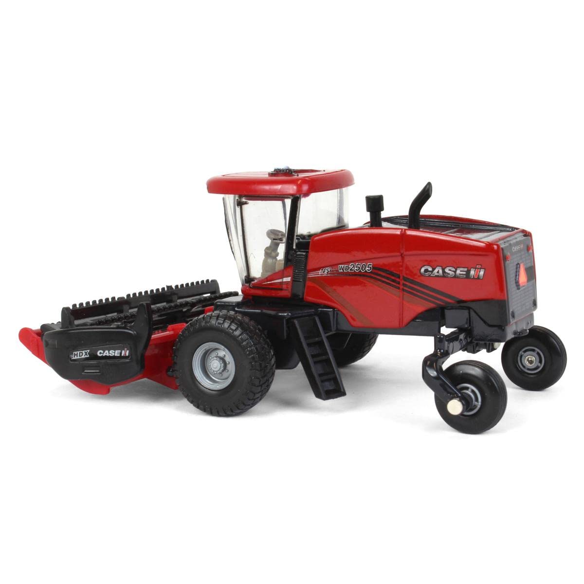 ERTL Case IH WD2505 windrower clear cab windows — reveals interior details.