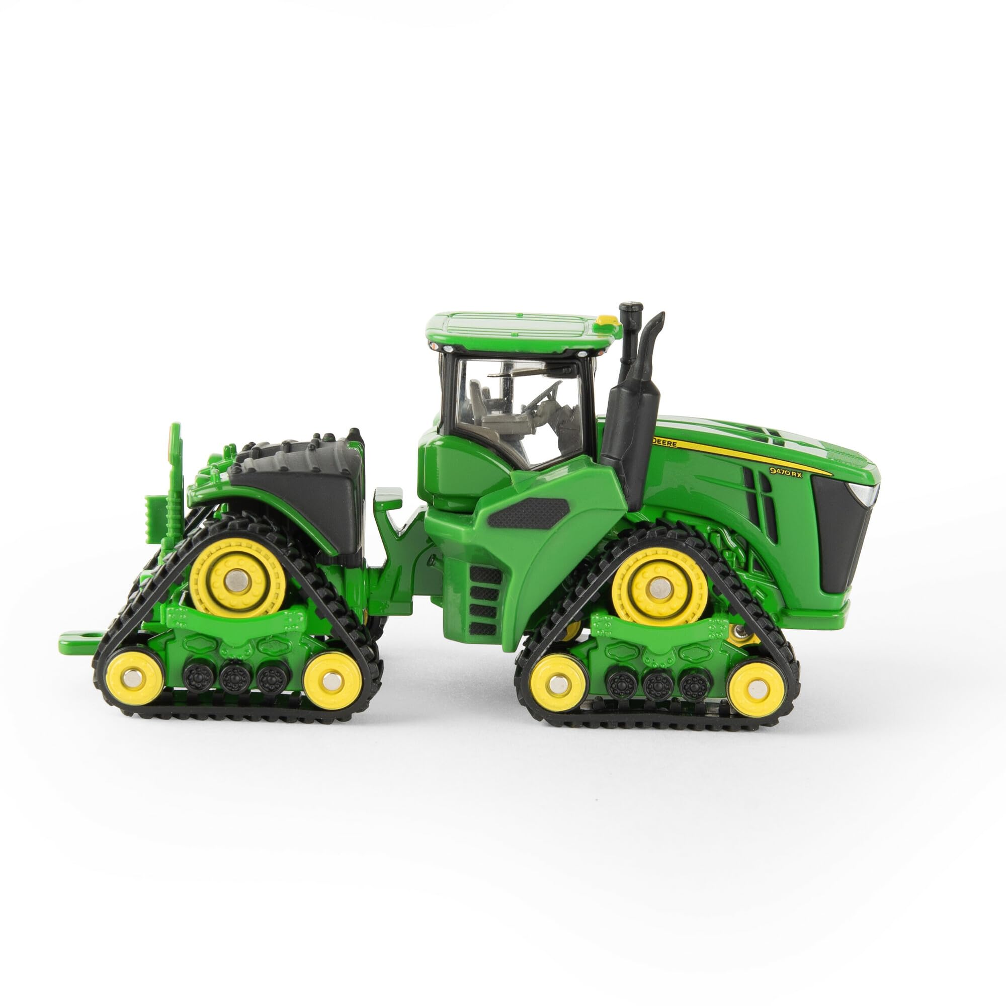 ERTL John Deere 9470RX tractor, cab-detail close-up highlights clear windows for realism.