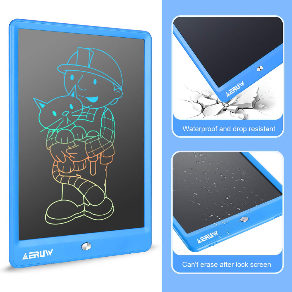ERUW kids-friendly blue tablet supports drawing, writing, and learning.