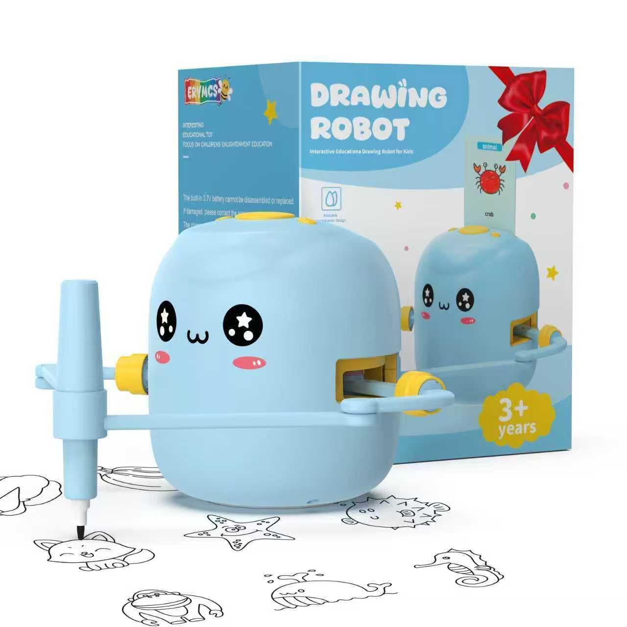 ERYMCS drawing robot for kids with a friendly appearance ready for creative play and learning