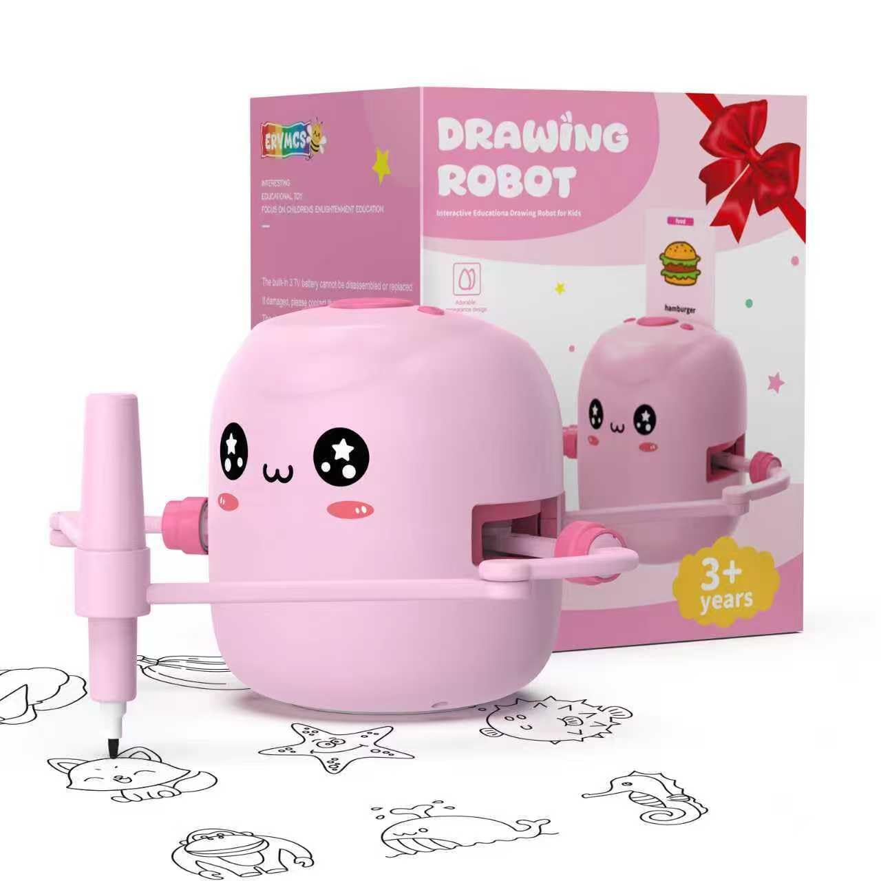 ERYMCS drawing robot unit front view shows kid-friendly design and interactive drawing.