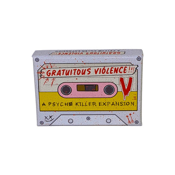 Escape Tabletop Games Psycho Killer: Gratuitous Violence box cover evokes retro slasher vibes for party nights