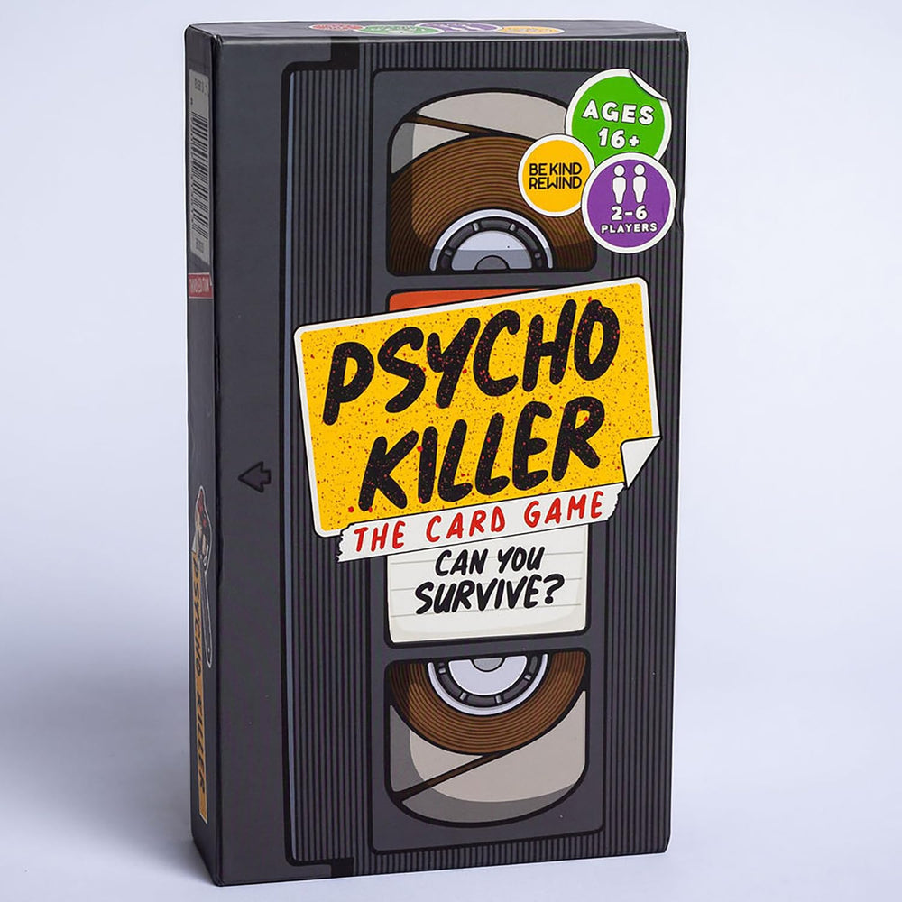 Box back of Psycho Killer Third Edition detailing contents and play options.