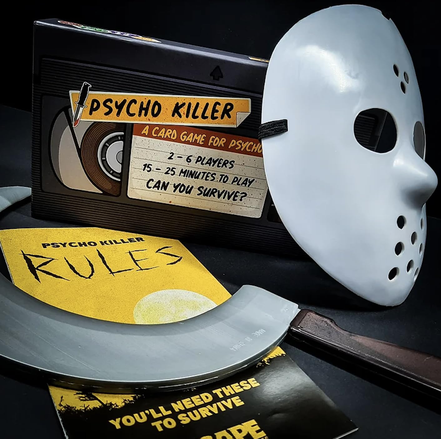 Psycho Killer Third Edition card deck spread showing fast-paced strategy options.