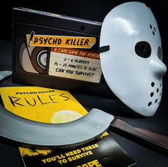 Psycho Killer Third Edition card deck spread showing fast-paced strategy options.