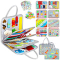 Esjay busy board with dinosaur cover supports fine motor skills during travel.