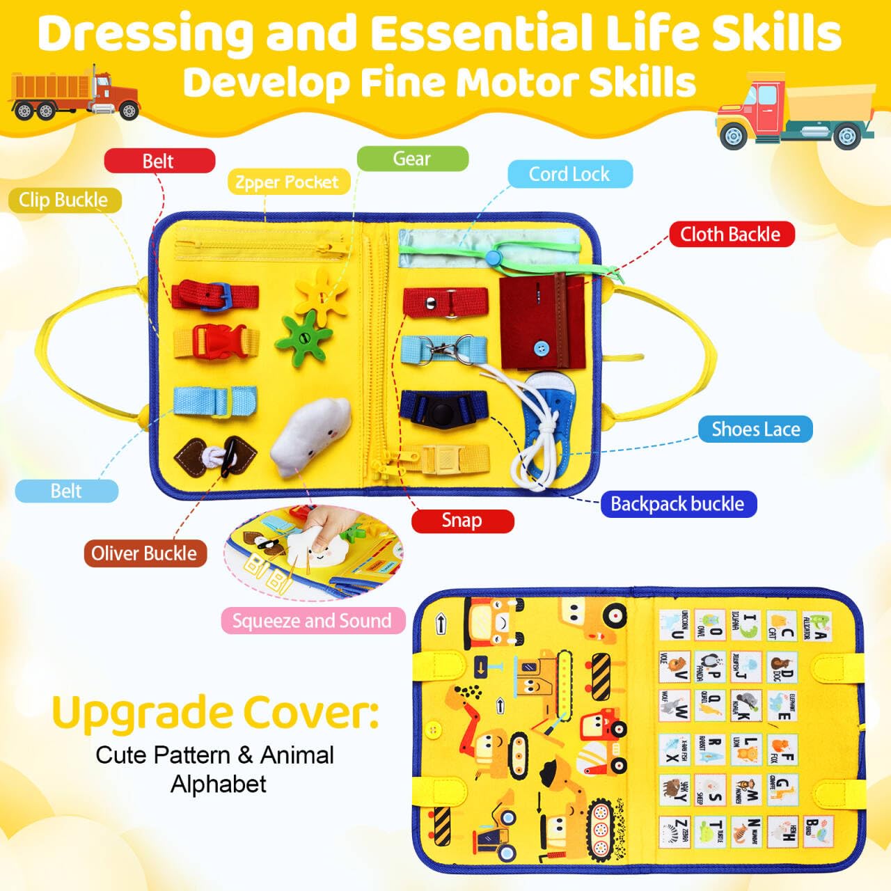 Esjay zippered page enhances dexterity and self-dressing for toddlers