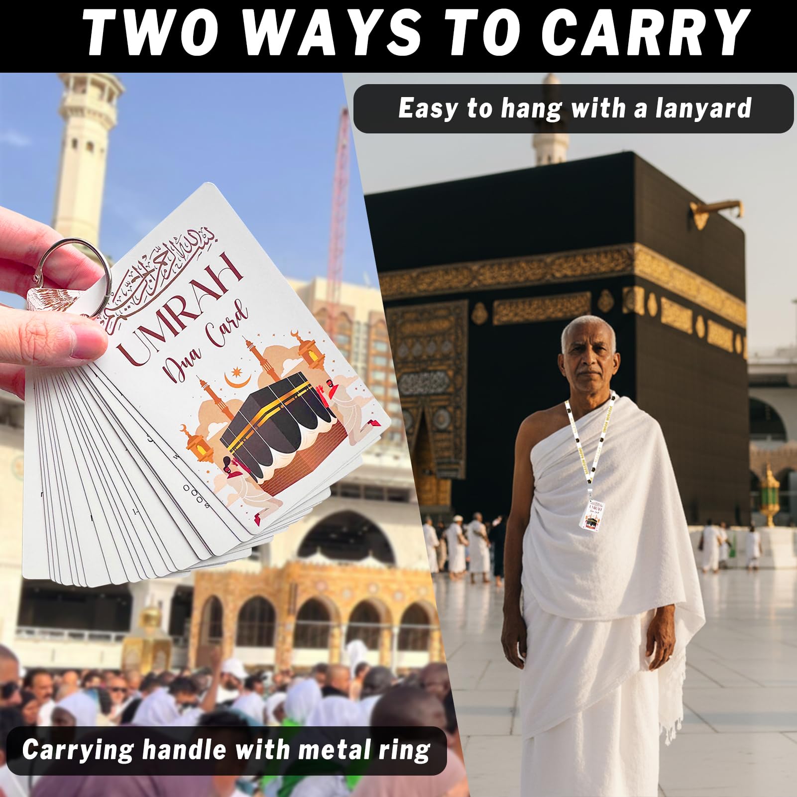 ESLINOP Umrah Dua Cards with 21 flashcards laid out for quick reference