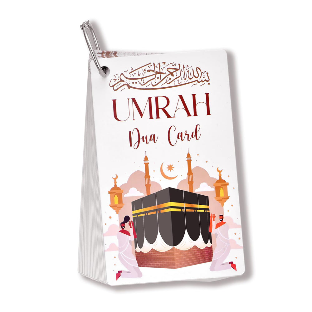 ESLINOP Umrah flash cards ring-bound for quick guided duas during prayer.