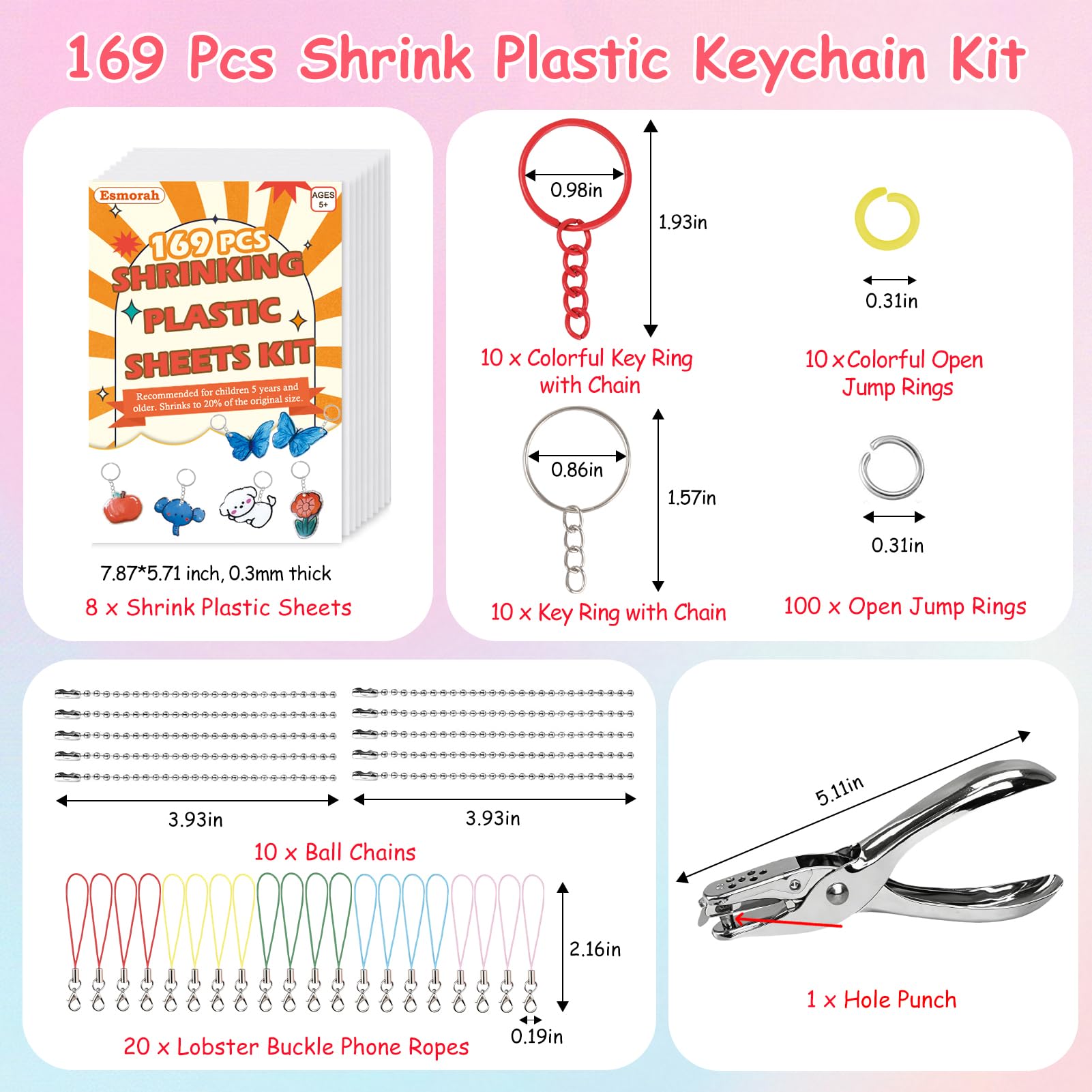 Esmorah shrink sheets 7.9x5.7 inches support vibrant drawings.