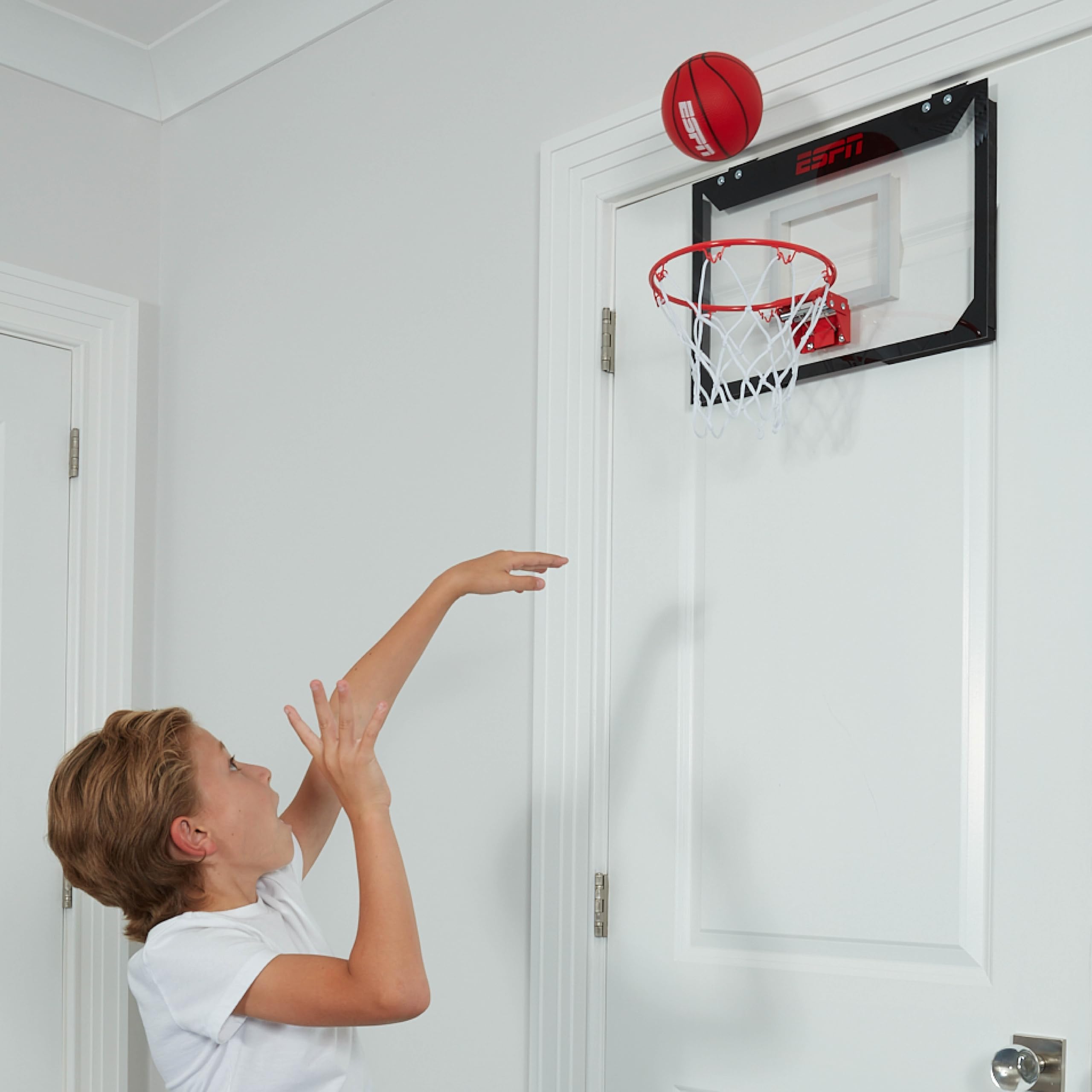 ESPN family game night in action with a compact hoop