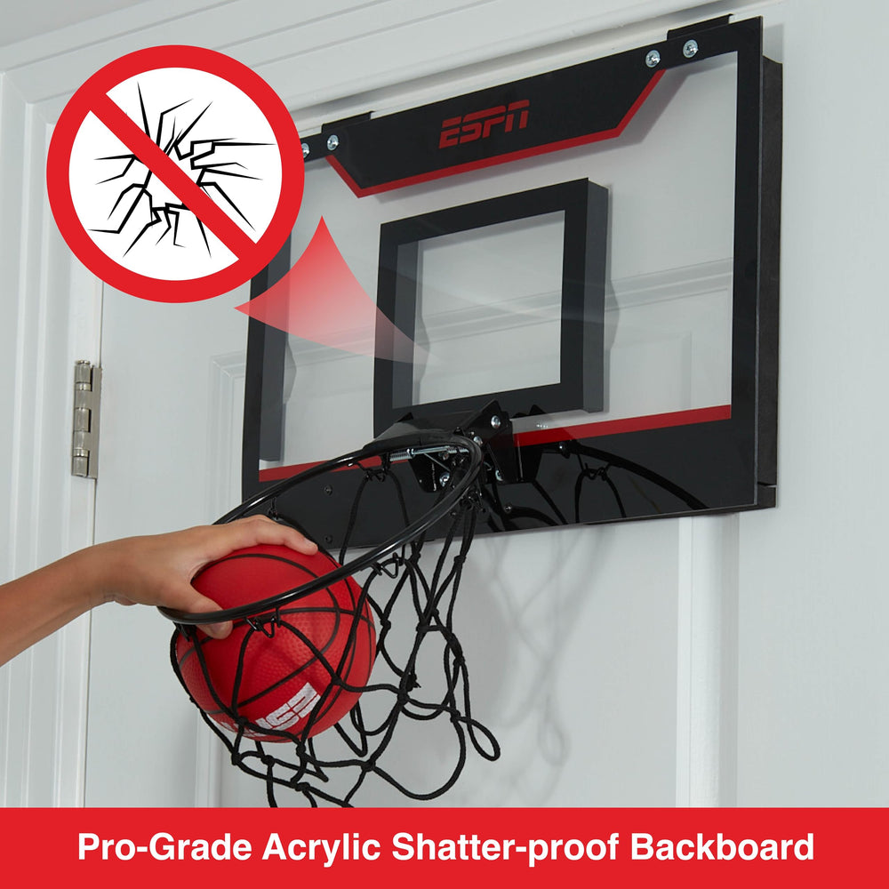ESPN foldable breakaway rim supports safe, door-friendly play