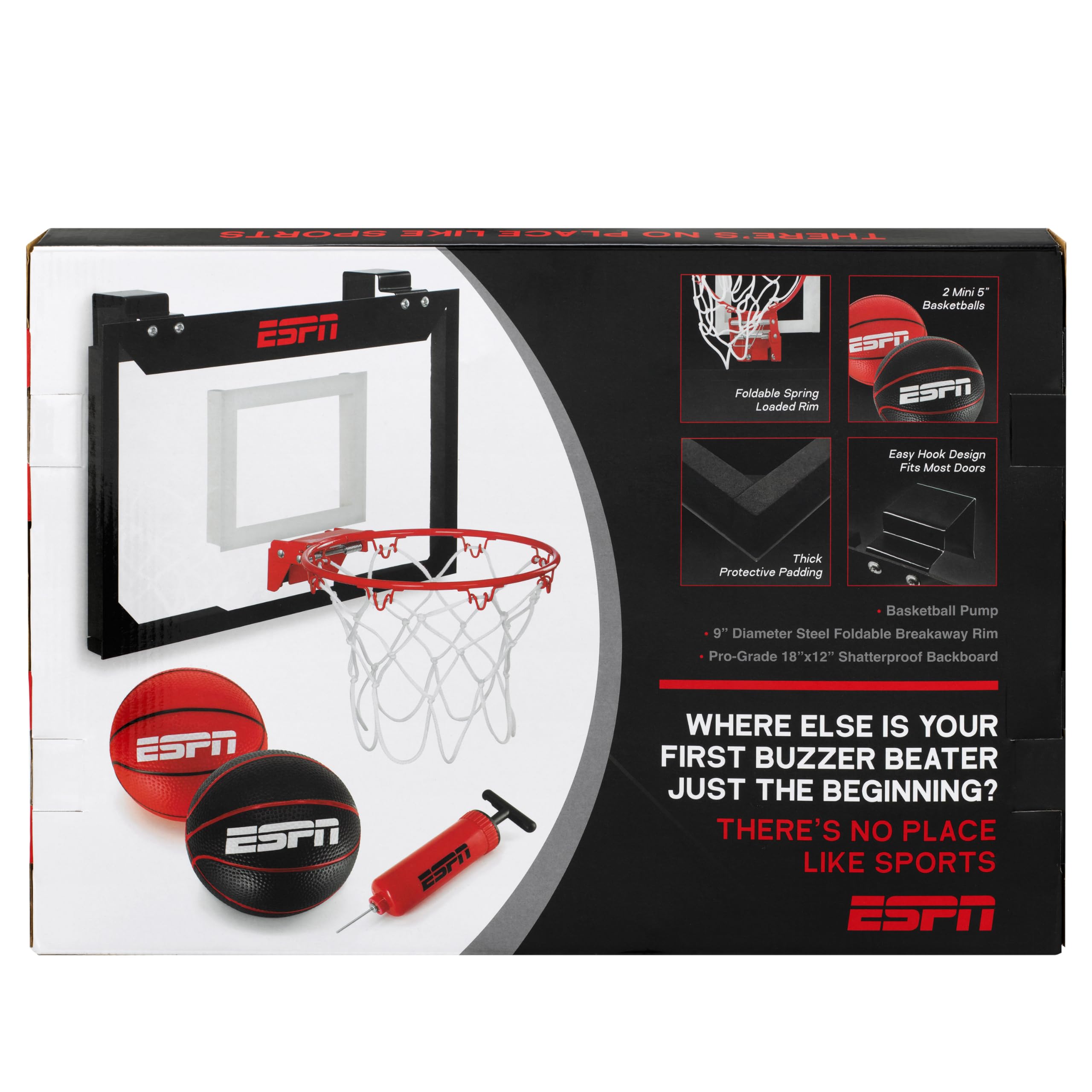 ESPN gift-ready indoor hoop ideal for game rooms