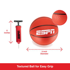 Close-up of ESPN mini basketballs on a court surface