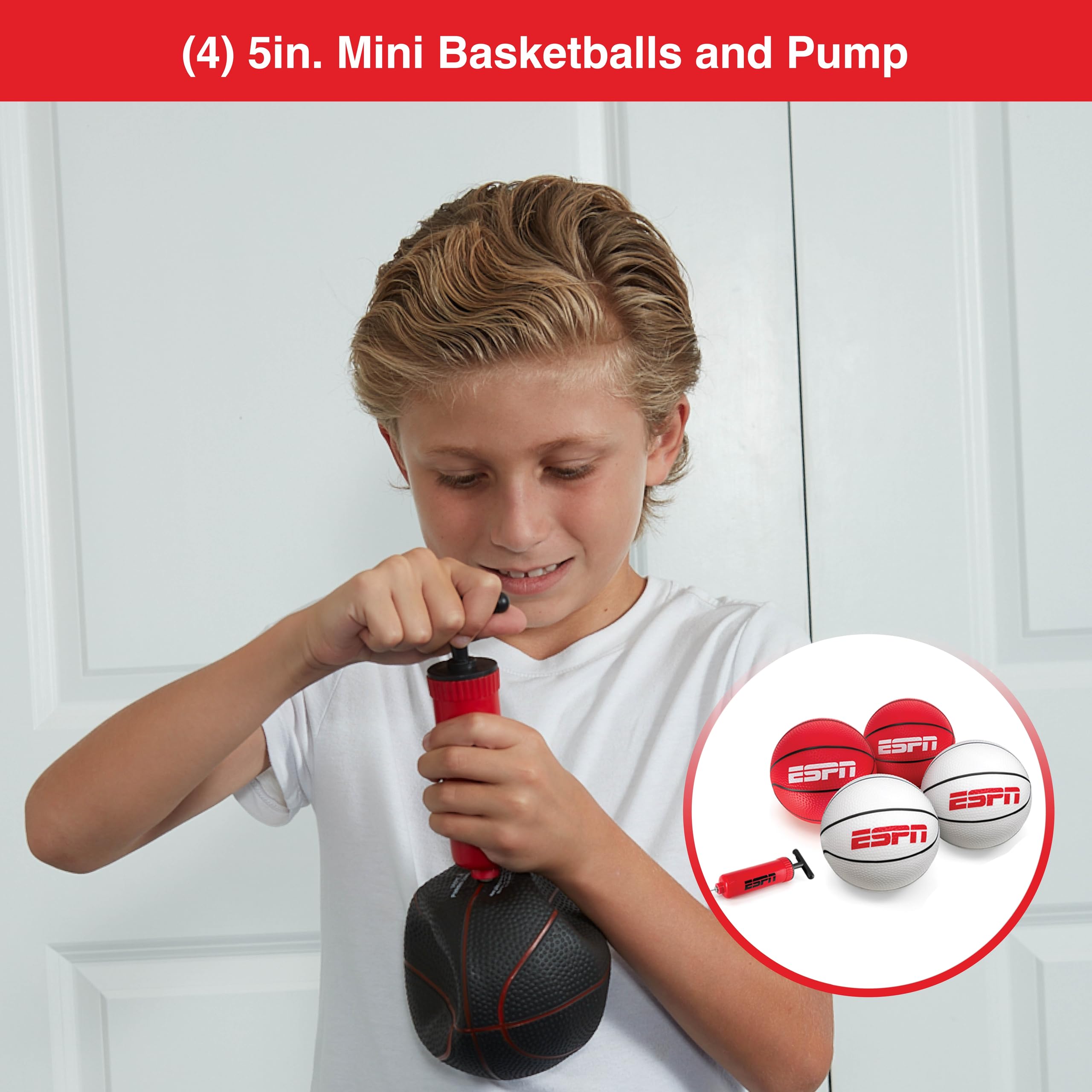 ESPN mini basketballs in red and white for easy team play