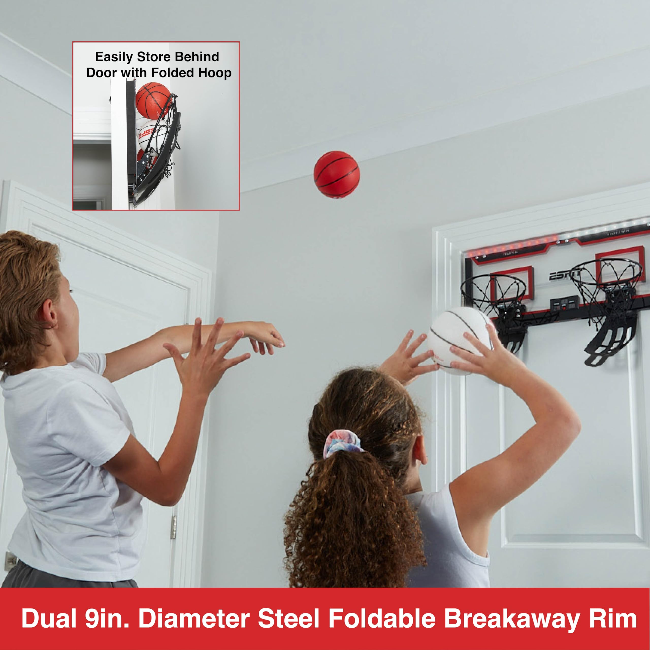 Ball return ramp guiding balls back to players for continuous rounds.