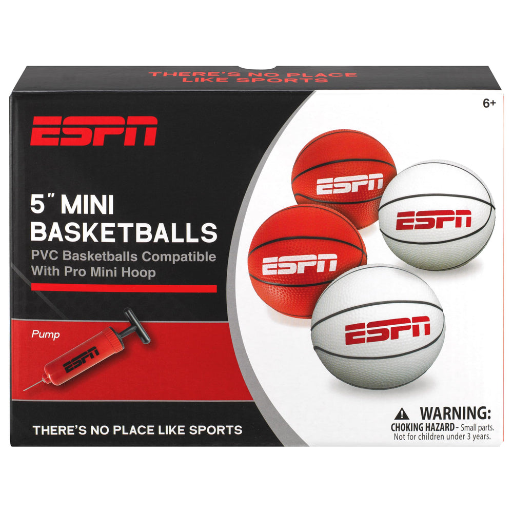 ESPN mini basketballs stored neatly after play