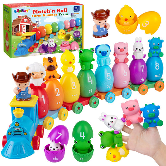 ESPRAY farm train eggs with bright colors support early color recognition and counting.