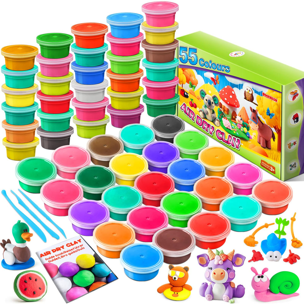 ESSENSON modeling clay kit with 55 colors for creative projects.