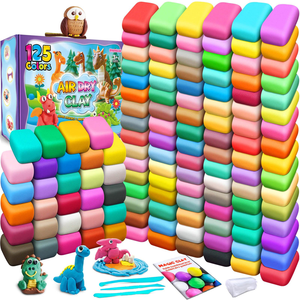 Essenson air dry clay 125 colors palette for kids' crafts and color mixing