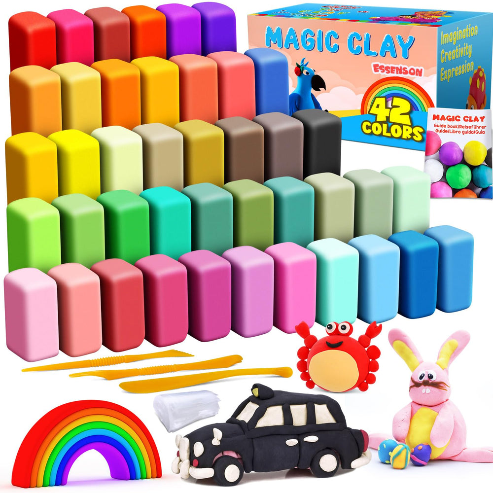 Essenson air dry clay kit with 42 colors for kids' crafts and creative play