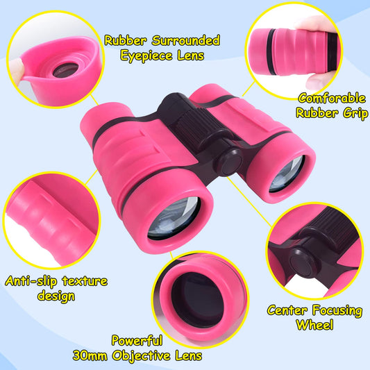 Essenson kids binoculars pink neck strap keeps them secure during outdoor adventures.