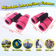Essenson pink-lens protection binoculars help protect young eyes during play.