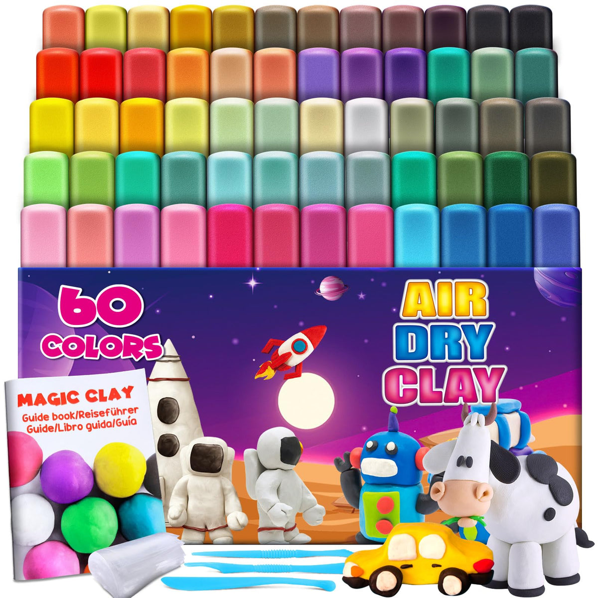 ESSENSON Magic Clay 60 colors palette for vibrant color mixing in kids crafts.