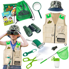 ESSENSON outdoor explorer vest displayed with gear for nature adventures.
