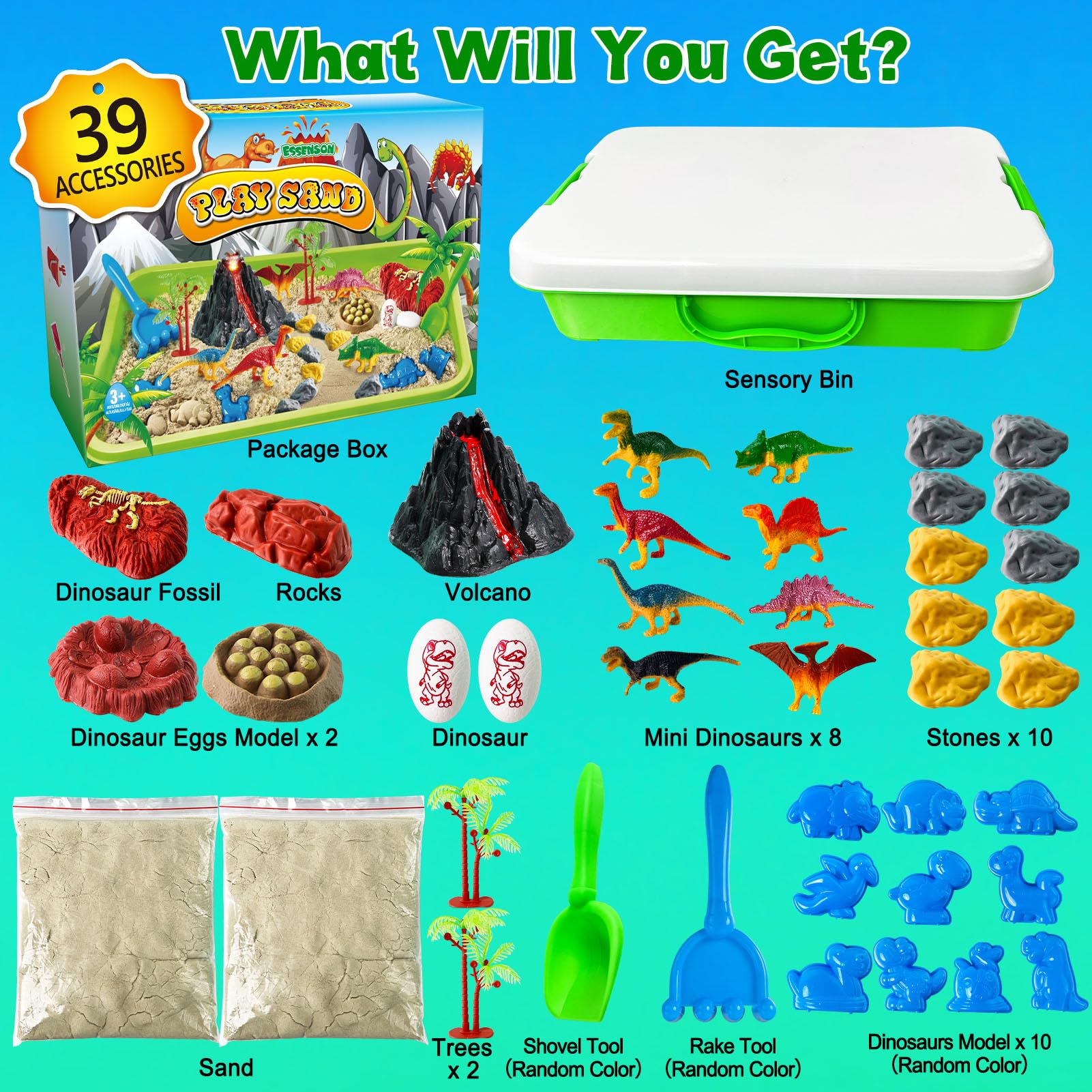 Essenson Sensory Bin dinosaurs fossils encourage exploration and hands-on learning.