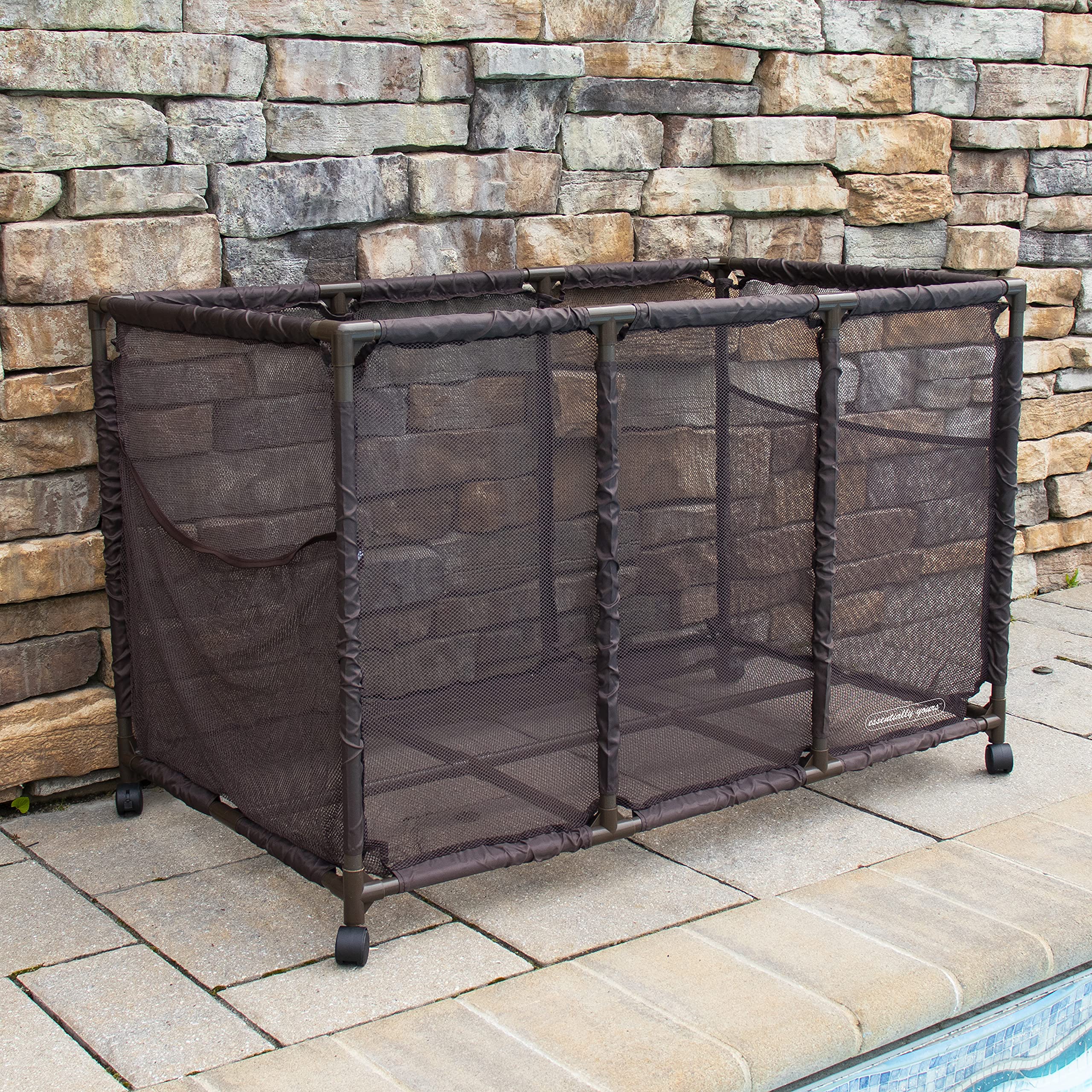 Essentially Yours Pool Noodles Holder brown option complements outdoor décor.
