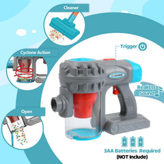 Essovee vacuum toy crevice tool reaches corners during pretend cleaning.
