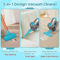 Essovee vacuum toy wide nozzle collects lightweight debris during play.