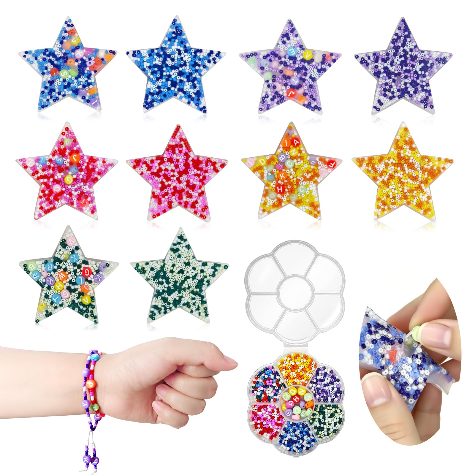 Estardaa star-shaped picking toys with sorting box for organized, portable sensory play