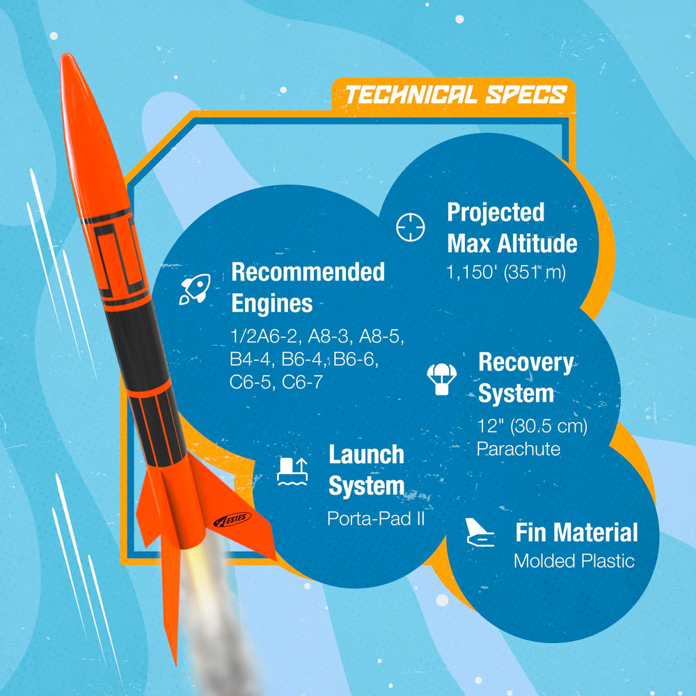 Estes 1427 Alpha III Porta-Pad launch pad supports quick liftoffs.