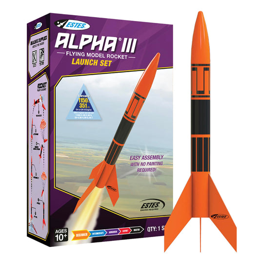 Estes 1427 Alpha III rocket body with durable parts for easy beginner assembly.