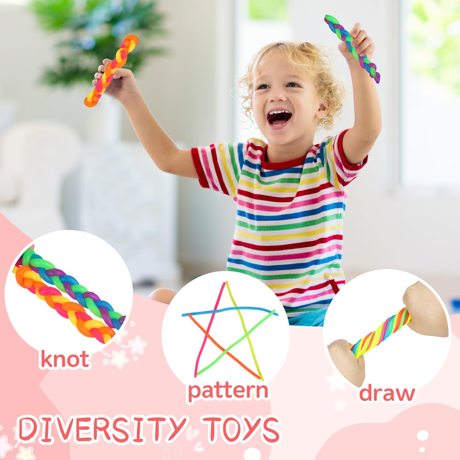 Estimable classroom-prize fidget strings help kids focus during tasks.