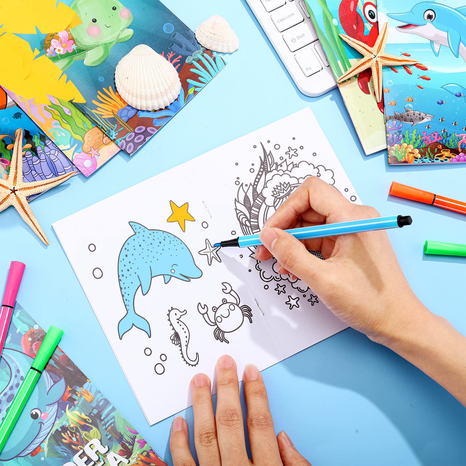 Estune ocean coloring books party favors goody bags, ideal for birthdays and events.