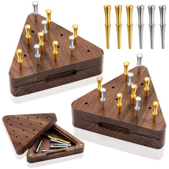 Estune black walnut triangle peg game with storage box enhances living room decor