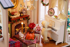 ESTUSR wooden dollhouse shell highlighting natural textures for display.